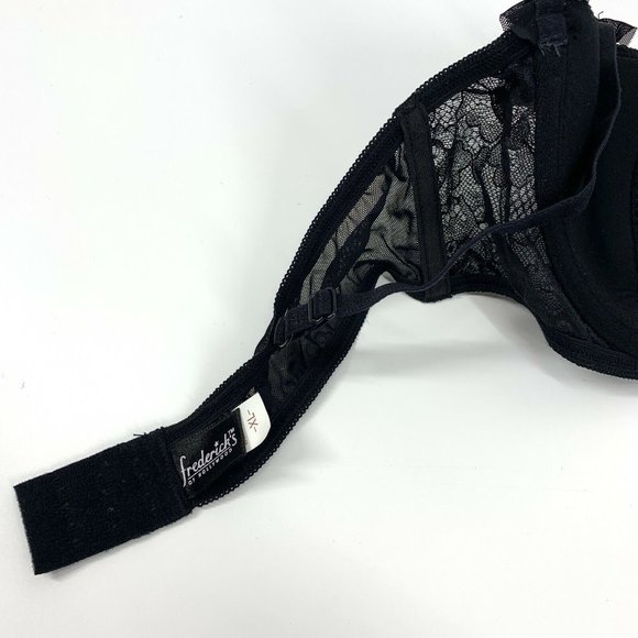 Frederick's Of Hollywood Bra Black Lace Floral Mesh Underwire Womens - Picture 7 of 7